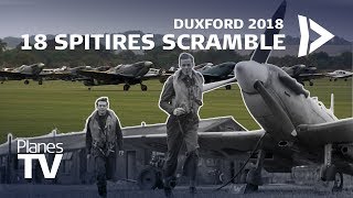 18 Spitfires Scramble  Duxford Battle of Britain Airshow 2018 [upl. by Sigmund]