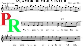 Amor de mi Juventud Partitura con Audio vallenato Diomedes RICAMÚSICA [upl. by Paul]