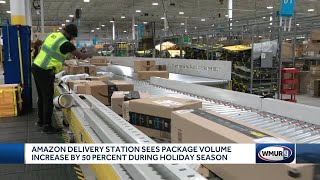 NH Amazon delivery station sees package volume increase by 50 percent during holiday season [upl. by Noemis487]