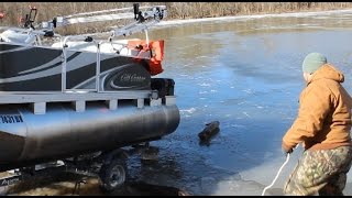 How to launch a boat in the ice in just 376 easy steps Funny boat ramp video [upl. by Kirstyn]