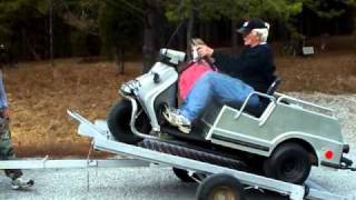 Indiana quotWildmanquot and Golf Cart Restorer Loads 3 Wheel Harley Davidson Golf Cart [upl. by Anirbaz]