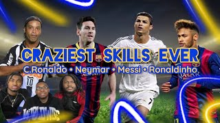 AMERICANS REACT TO Craziest Skills Ever ● CRonaldo ● Neymar ● Messi ● Ronaldinho HD [upl. by Ennaihs]