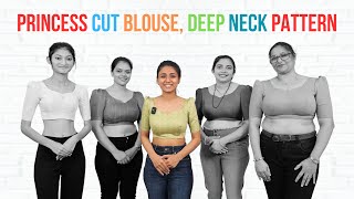 Princess Cut Deep Neck Blouse Cutting Tutorial  Detailed Guide By Priya MG [upl. by Kipp]