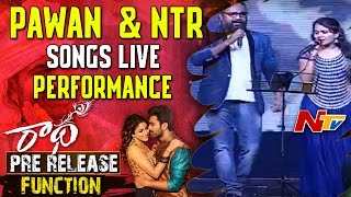 Pawan Kalyan amp NTR Songs Live Performance  Sharwanands Radha Movie Pre Release Event [upl. by Rutter]