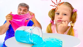 Nastya apprend à fabriquer un slime à lécole de slime  Série vidéo pour les enfants [upl. by Olegnalehcim]