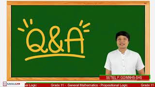 GRADE 11 GENERAL MATHEMATICS Q2  W7  PROPOSITIONAL LOGIC [upl. by Alviani]