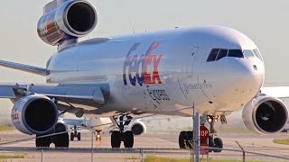 Closeup FedEx MD11 Taxi amp Takeoff from Toronto Pearson Runway 06L [upl. by Nosraep870]