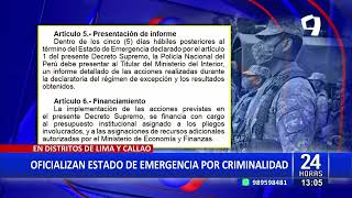 Oficializan en estado de emergencia en 14 distritos de Lima y Callao [upl. by Janessa792]