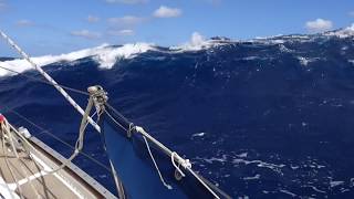 28 foot yacht semi knock down by breaking wave in stormy seas [upl. by Sudnac93]