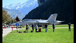 The military base where you have to STOP for Jets Meiringen Air Base practicing for AXALP [upl. by Say]