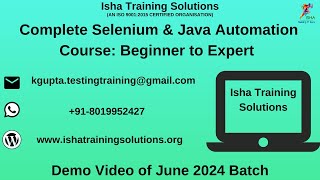 Selenium amp Java Automation Demo Video On 11th June 2024 [upl. by Tohcnarf]