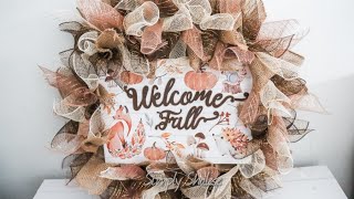 DIY Spiked Fall Deco Mesh Wreath  Quick and Easy [upl. by Titania]