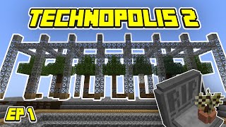 Minecraft Technopolis 2 Skyblock EP 1  Tree Absorber Cobblestone Miner  Basic Tech Chapter [upl. by Egwan]