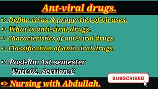 Antimicrobial therapy in urdu Antiviral drugs PostRn 1stBsn 3rd semester Unit2  Pharmacology [upl. by Narf]