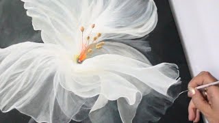 Transparent Flower  Acrylic Painting Step by Step 224 [upl. by Marylee]