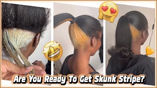 Get Your Skunk Stripe Look😝 Barbie Ponytail Hair Tutorial  Extended Pony On Natural Hair Elfinhair [upl. by Roe]