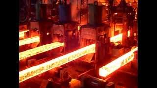 steel Billet cutting in the continuous casting machine [upl. by Cram]