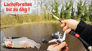 Lachsfollen Angeln mit Gummiköder Powerbait Garlstedter Fischzucht Ultralight Angeln Goldforelle [upl. by Adanama]