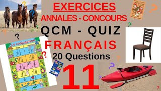 QCM QUIZ Français  N°11  20 questions dannales de Concours de la fonction publique Audio [upl. by Nicole220]