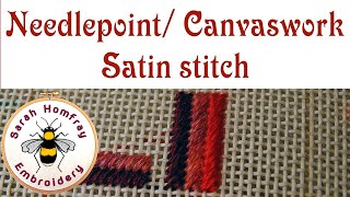 Satin stitch in needlepoint  How to do satin stitch tutorial  Needlepoint stitches video tutorial [upl. by Acisse]