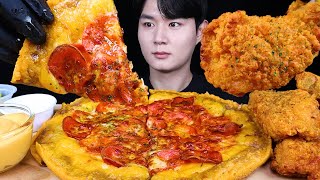 페퍼로니 치즈 피자 치킨 먹방ASMR MUKBANG PEPPERONI CHEESY PIZZA amp FRIED CHICKEN チーズ ピザ チキン eating sounds [upl. by Ahsei]