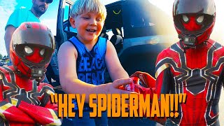 SPIDERMAN Gives GIFTS to KIDS and FIGHTS a GIANT Ducky Cycling Sunday S3 E1 [upl. by Nwahsyt]