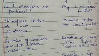 Common differences between microsporogenesis and megasporogenesis 👍neet study StudywithRitika [upl. by Ailuig276]