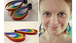 Colorful Quilling paper Earring designs making methods Earrings Making video [upl. by Ahsirpac]