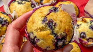 easy delicious blueberry muffins with greek yogurt 🫐🧁 [upl. by Selie256]