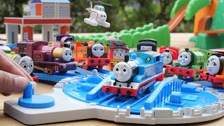 Thomas the Tank Engine Plarail Shed ☆ Harold amp Trevors Talking Station [upl. by Kiele]