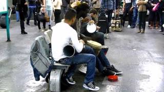 Amazing Djembe Show Chatelet Paris Metro music performance 23102013 [upl. by Gausman]