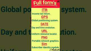 SIM GPS DATE ITR Etc fullforms viralreels knowledge shortsgk [upl. by Nrojb877]