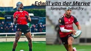 Edwill van der Merwe Springboks Try on Debut  June 2024 [upl. by Ereveneug139]