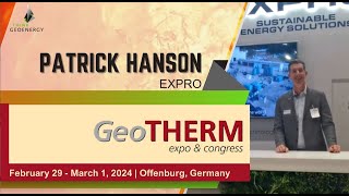 Interview  Patrick Hanson EXPRO  GeoTHERM 2024 Offenburg Germany [upl. by Ynoffit]