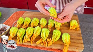 FIORI DI ZUCCA RIPIENI AL FORNO Ricetta dei FIORI DI ZUCCA con ricotta e alici Senza frittura [upl. by Lleret]