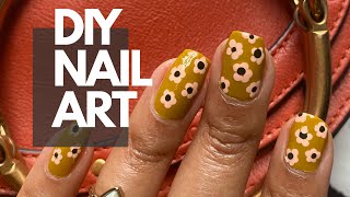 SIMPLE FLOWER NAIL ART USING DOTTING TOOL  DIY NAIL ART [upl. by Hseyaj]