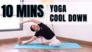 10 Mins Yoga Cool Down  Post Workout Stretch to Relax and Recover with Pranayama Practice [upl. by Clareta207]