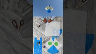 Plastic bag kite making and flying diykites tieknotofkite diy kiteflyingtutorial [upl. by Jackqueline]