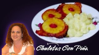 Como Hacer Las Mejores Chuletas Ahumadas Con Piña facil y Deliciosas [upl. by Ellehcsar]