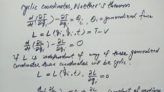 17Cyclic coordinates Noethers theorm Classical Mechanics [upl. by Loraine]