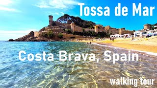 Tossa de Mar  Walking tour 1  Town center  3 beaches promenade shopping streets restaurants [upl. by Laicram]