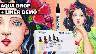 Schmincke Aqua Drop Review  LINER Tutorial LIQUID WATERCOLOR Pigment Based Primary  Technical Pens [upl. by Marchelle230]