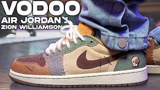 Zion Williamson x Air Jordan 1 Low OG quotVoodooquot Review and On Foot in 4K [upl. by Nabi257]