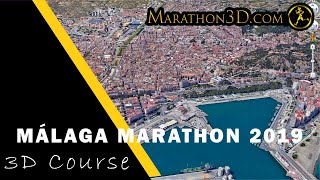 MÁLAGA MARATHON 2019 3D Course  wwwMarathon3Dcom [upl. by Adnwahsor]