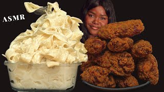 ASMR CHICKEN WINGS amp ALFREDO CREAMY PASTA MUKBANG Talking Sticky Eating Sounds [upl. by Naitirb]