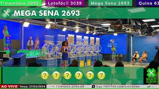 Resultado da Mega Sena 2693  27022024 Terçafeira  GIGASENA [upl. by Yrtsed]