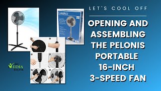 PELONIS Portable 16Inch 3Speed Fan Opening and Assembly [upl. by Ellenehc541]