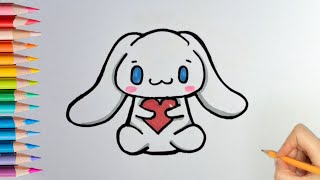 How to Draw Cinnamoroll Love Holding a Heart Easy  Sanrio [upl. by Vassell]