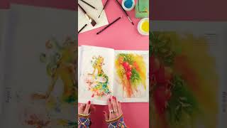 Painting With Brusho Book Flip shorts artjourney [upl. by Analihp]