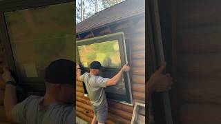 Plexiglass windows GOTTA go🤦🏼‍♂️ logcabin renovation newwindows [upl. by Derte]